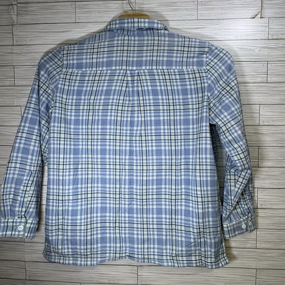 L.L. Bean Women's Button Down Shacket Sz XL Blue Plaid Fleece Lined Cotton - Picture 3 of 10